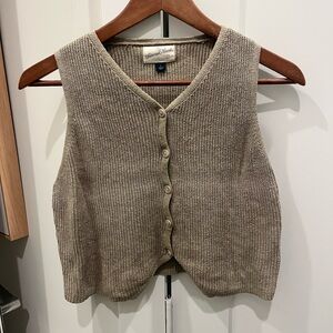 Universal Thread Taupe Knit V-Neck Button Front Vest